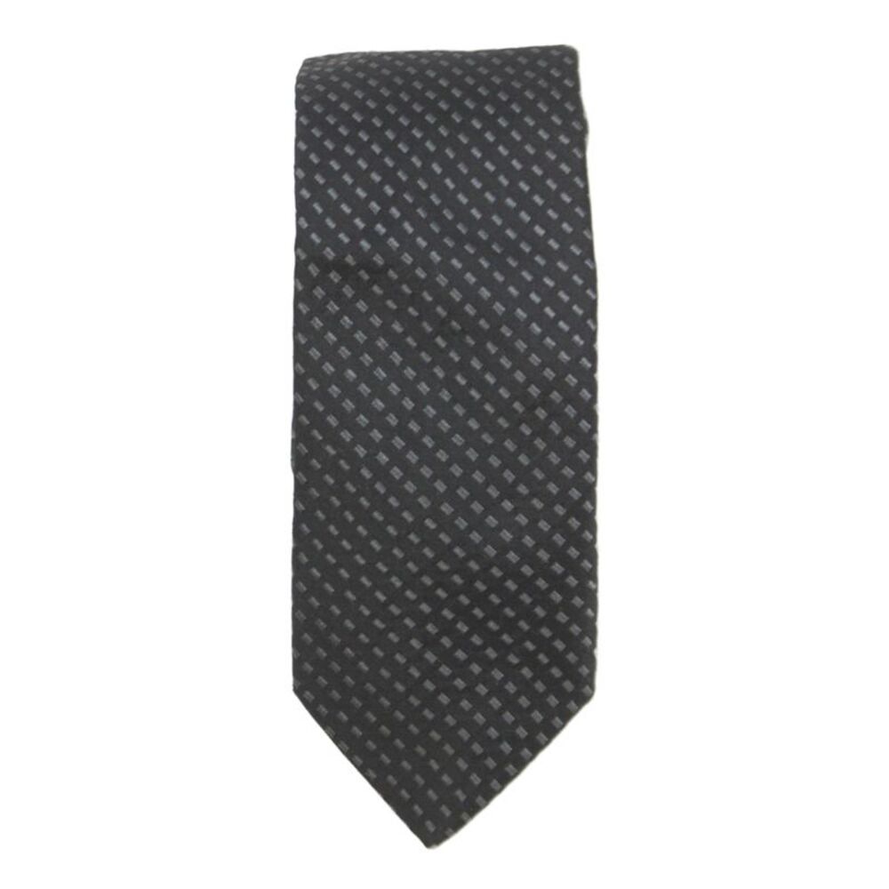 Hugo Hugo Boss Mens Silk Geometric Print Skinny Necktie Black Gray